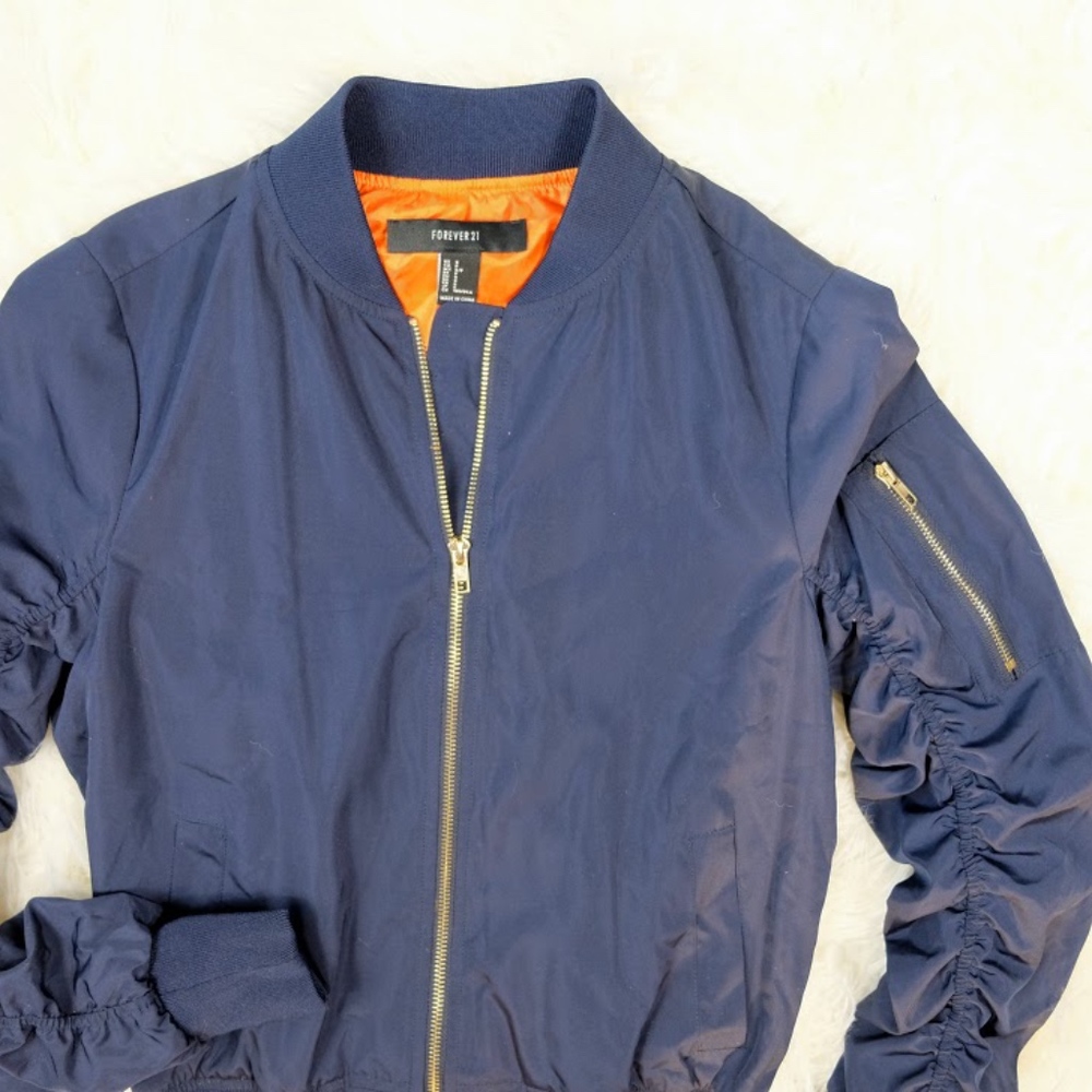 Navy Blue Bomber Jacket - Picture 4 of 4